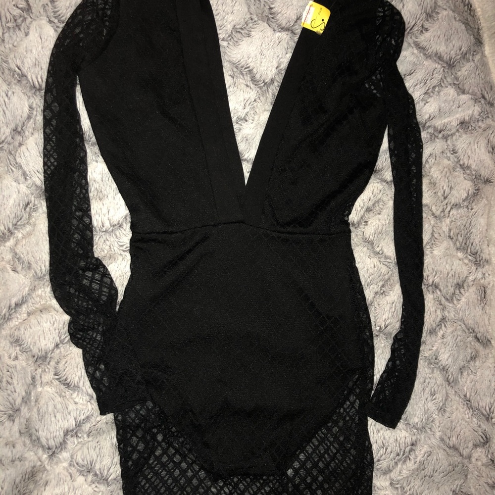 Black body con sheer dress